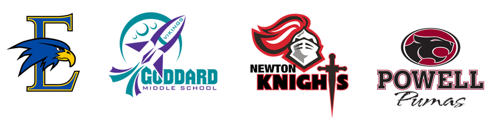 logos of all middle schools: Euclid, Goddard, Newton and Powell