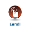 red circle with pointer finger with word "enroll"